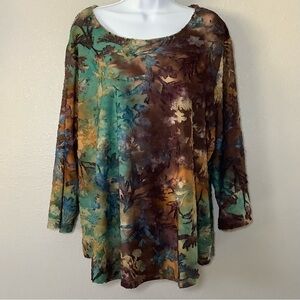 Multicolor Forest Fairy Grunge Artsy Bohemian Boho Hippie Blouse 2X Autumn Fall